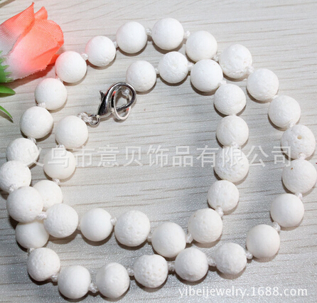Bay natural white coral beads knotted necklace lobster clasps beads necklace