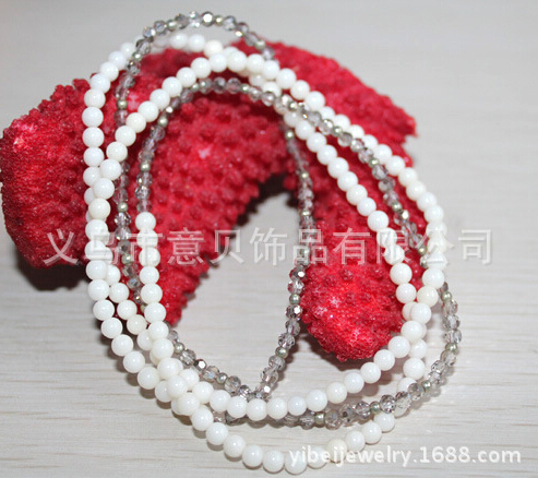 Bay natural coral beads plus Crystal elastic bracelet-white coral necklace bracelet Bay natural coral beads plus Crystal elastic bracelet-white coral necklace bracelet