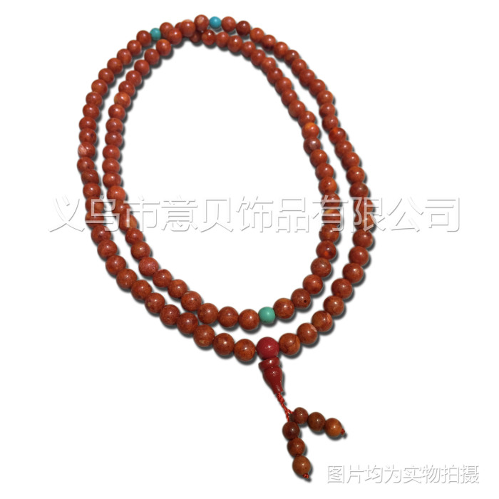 [YiBei Coral] natural grass coral coral Bay 108 Buddhist beads bracelets coral Buddhist Qibao