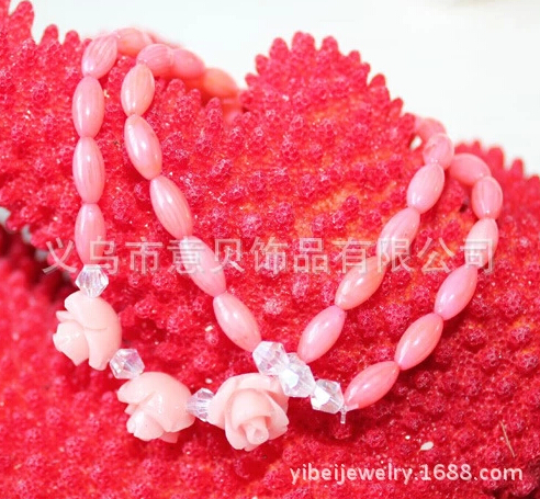 Natural coral Beads Bracelet bracelet double ring Crystal rose bracelet shell jewelry Natural coral Beads Bracelet bracelet double ring Crystal rose bracelet shell jewelry
