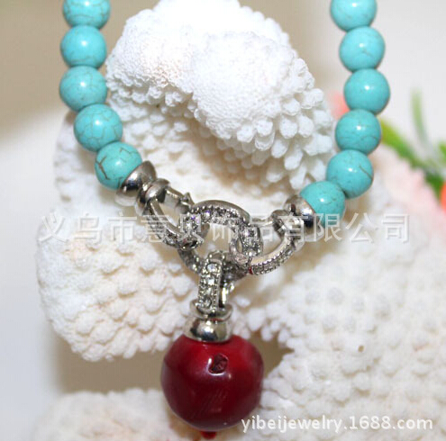 Natural shells coral round beads natural turquoise bracelets CZ buckle ring bracelet Natural shells coral round beads natural turquoise bracelets CZ buckle ring bracelet