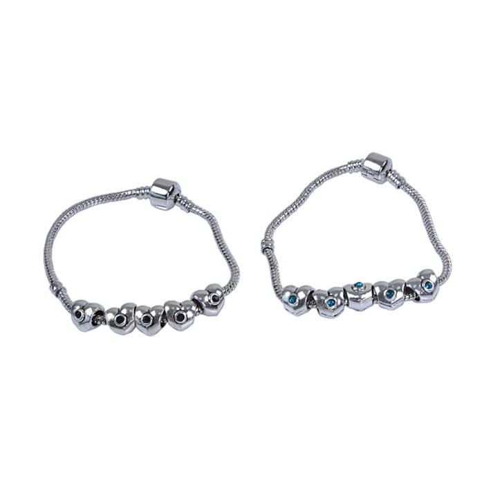 DIY handmade ornaments accessory alloy rhinestone-studded Pandora style heart shape beads DIY handmade ornaments accessory alloy rhinestone-studded Pandora style heart shape beads