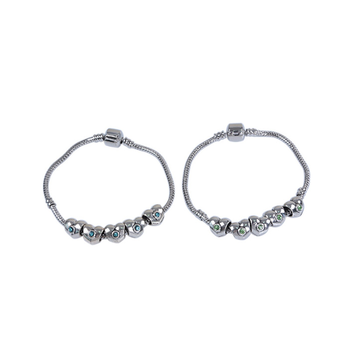 DIY handmade ornaments accessory alloy rhinestone-studded Pandora style heart shape beads DIY handmade ornaments accessory alloy rhinestone-studded Pandora style heart shape beads