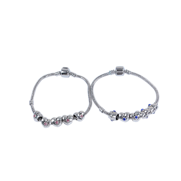 DIY handmade ornaments accessory alloy rhinestone-studded Pandora style heart shape beads DIY handmade ornaments accessory alloy rhinestone-studded Pandora style heart shape beads