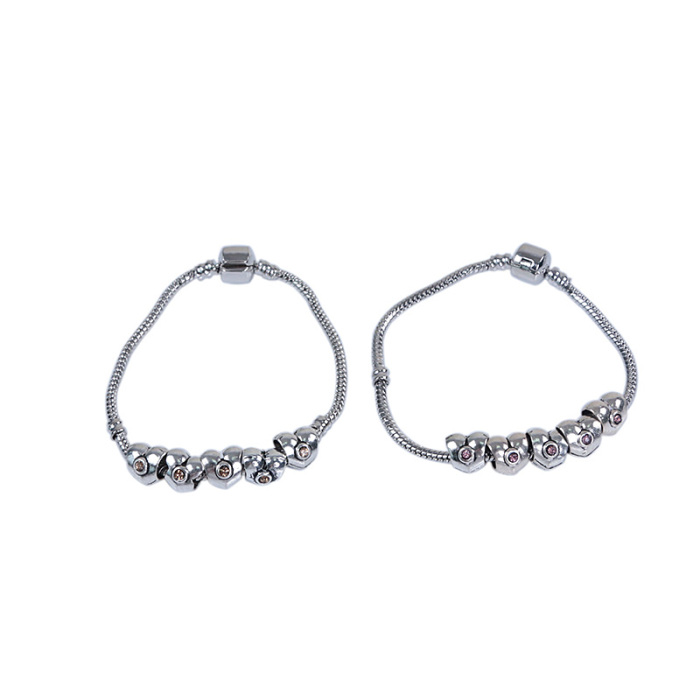 DIY handmade ornaments accessory alloy rhinestone-studded Pandora style heart shape beads DIY handmade ornaments accessory alloy rhinestone-studded Pandora style heart shape beads