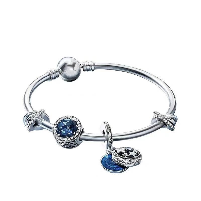 Pandora Beauty Home Sterling Silver S925 Beaded DIY Bracelet Women's Starry Fairy Tale Heart of the Sea Bracelet for a Girlfriend Pandora Beauty Home Sterling Silver S925 Beaded DIY Bracelet Women's Starry Fairy Tale Heart of the Sea Bracelet for a Girlfriend