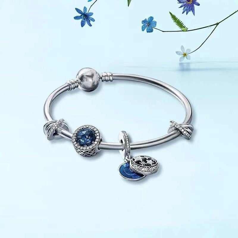 Pandora Beauty Home Sterling Silver S925 Beaded DIY Bracelet Women's Starry Fairy Tale Heart of the Sea Bracelet for a Girlfriend Pandora Beauty Home Sterling Silver S925 Beaded DIY Bracelet Women's Starry Fairy Tale Heart of the Sea Bracelet for a Girlfriend