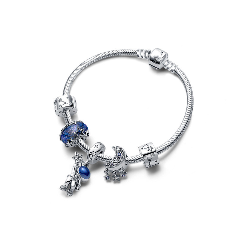 Pandora S925 Sterling Silver New Arrival Starry Sky Galaxy Series Astronaut XINGX DIY Cute Bracelet