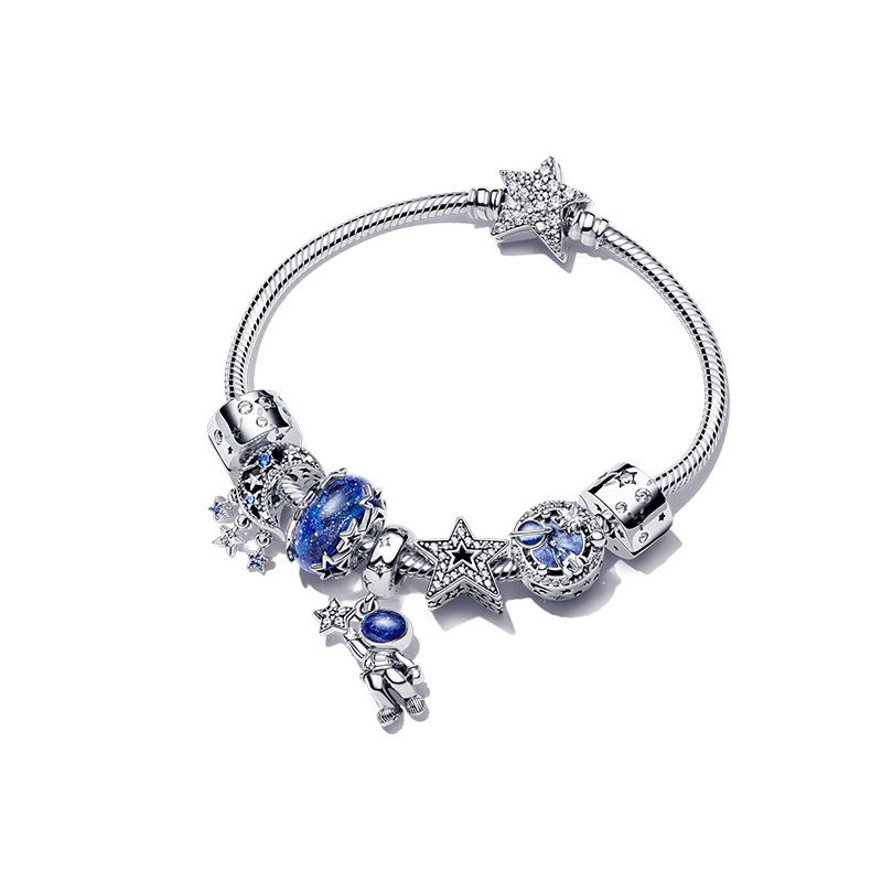 Pandora S925 Sterling Silver New Arrival Starry Sky Galaxy Series Astronaut XINGX DIY Cute Bracelet