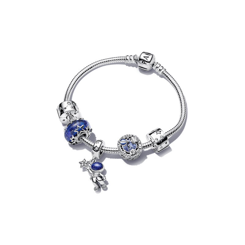 Pandora S925 Sterling Silver New Arrival Starry Sky Galaxy Series Astronaut XINGX DIY Cute Bracelet