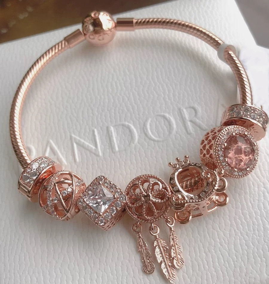 Van Pandora Emperor Bracelet Set S925 Silver Snowflake Dreamcatcher Cat Eye Beads Pendant Bracelet Girlfriends&#039; Gift