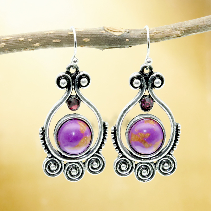 New hot style vintage creative designs purple dragon crystal earrings European and American fashion purple pine stone lady earrings drop New hot style vintage creative designs purple dragon crystal earrings European and American fashion purple pine stone lady earrings drop