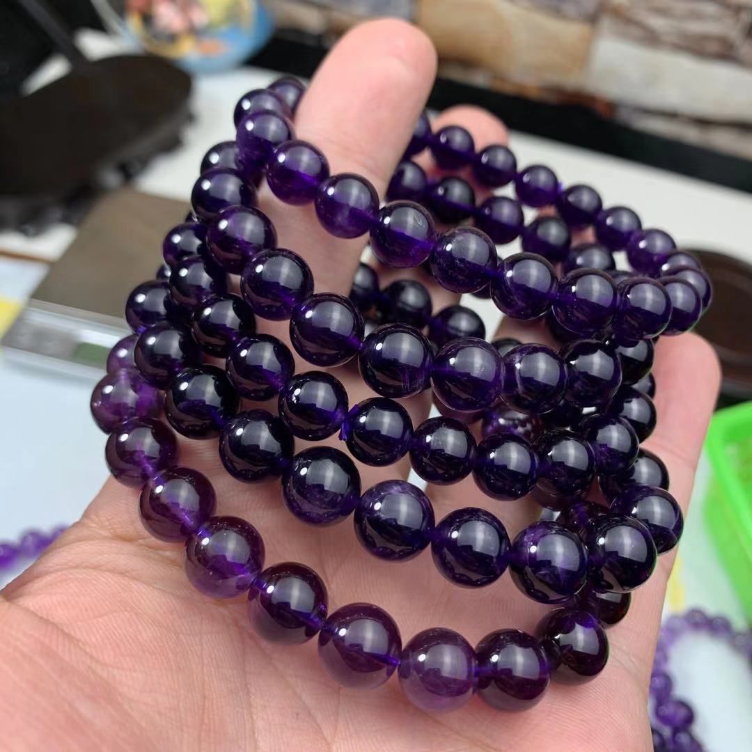 Natural Crystal Bracelet Amethyst Moonstone Green Phantom Quartz Garnet Tourmaline Aquamarine Strawberry Quartz Pink Crystal Purple Titanium