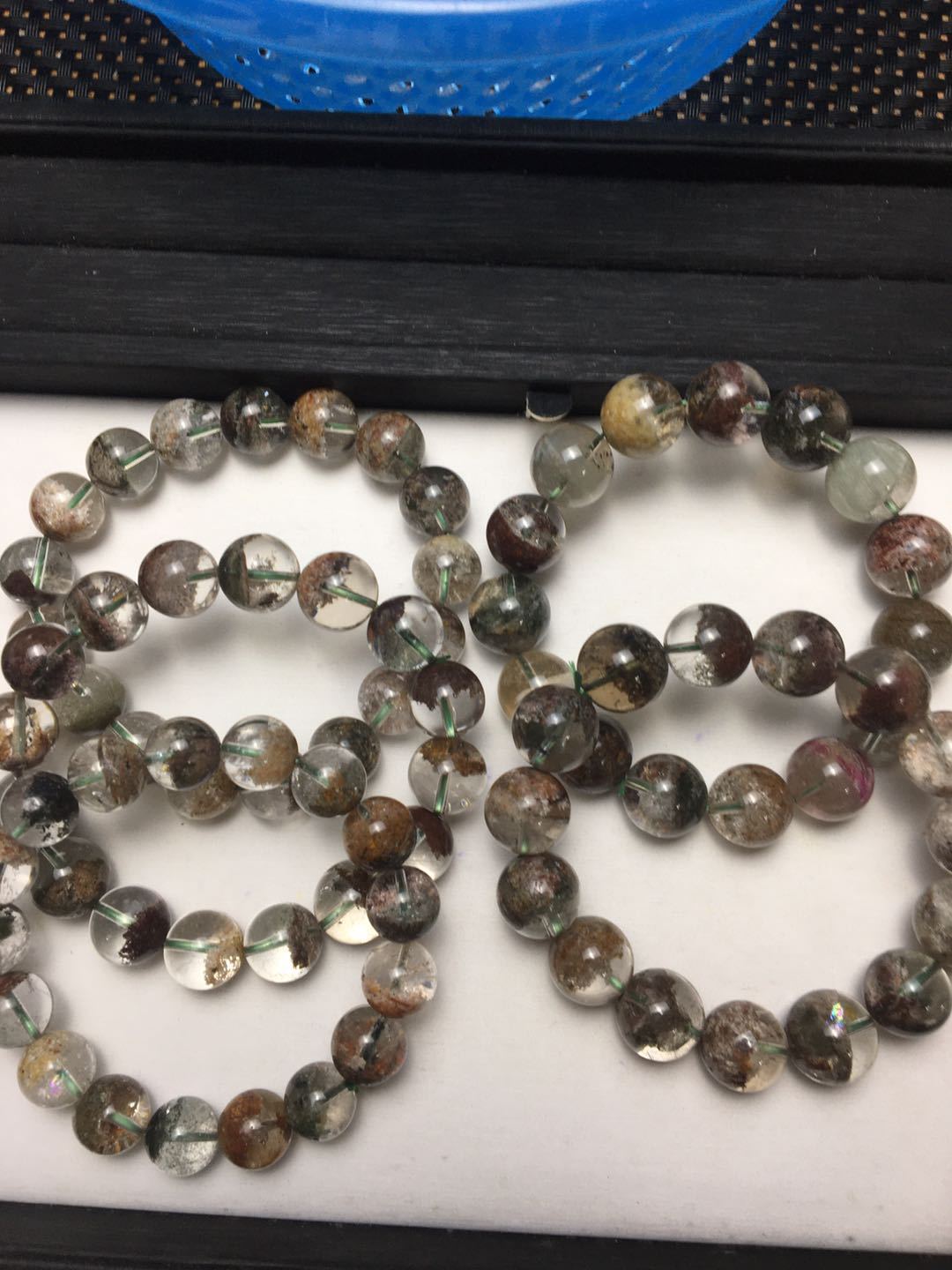 Natural Crystal Bracelet Amethyst Moonstone Green Phantom Quartz Garnet Tourmaline Aquamarine Strawberry Quartz Pink Crystal Purple Titanium