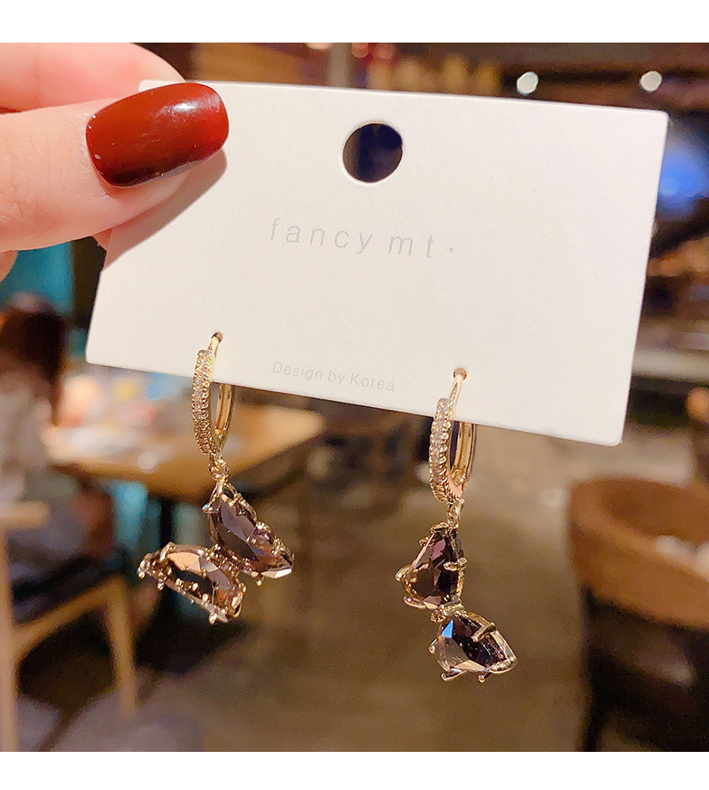 Sterling Silver Needle High-Grade Exquisite Purple Crystal Earrings All-Match Internet Celebrity Temperamental Cold Style Ear Ring Women's Ear Rings Sterling Silver Needle High-Grade Exquisite Purple Crystal Earrings All-Match Internet Celebrity Temperamental Cold Style Ear Ring Women's Ear Rings