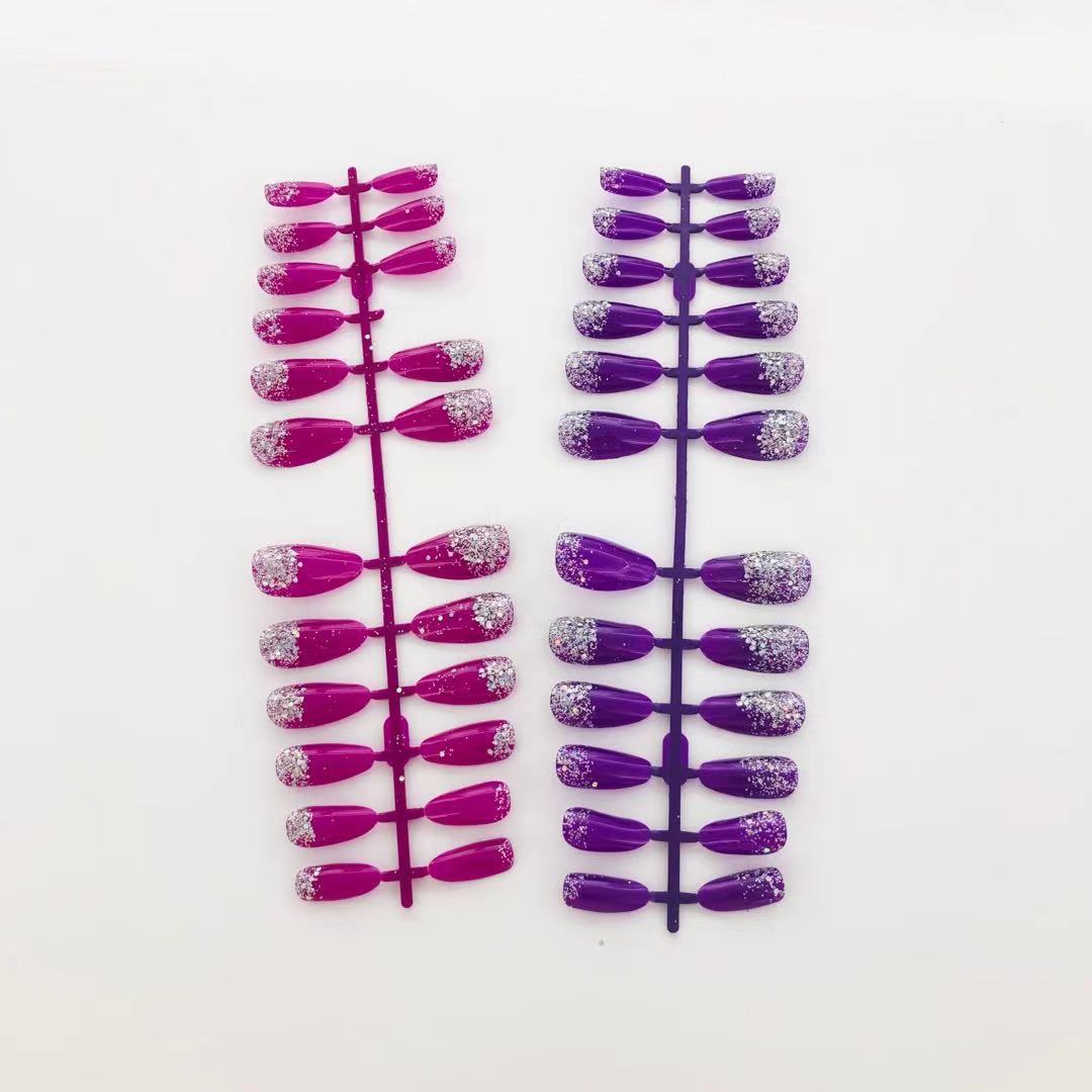Crystal Smoothie Ice Transparent Cat Eye Aurora Blue Purple UV Polish Wear Nail Tip Custom Detachable
