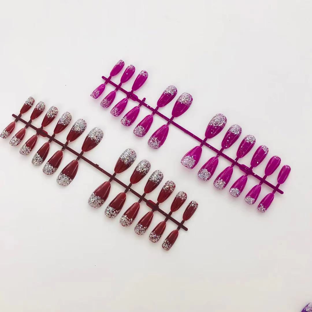Crystal Smoothie Ice Transparent Cat Eye Aurora Blue Purple UV Polish Wear Nail Tip Custom Detachable