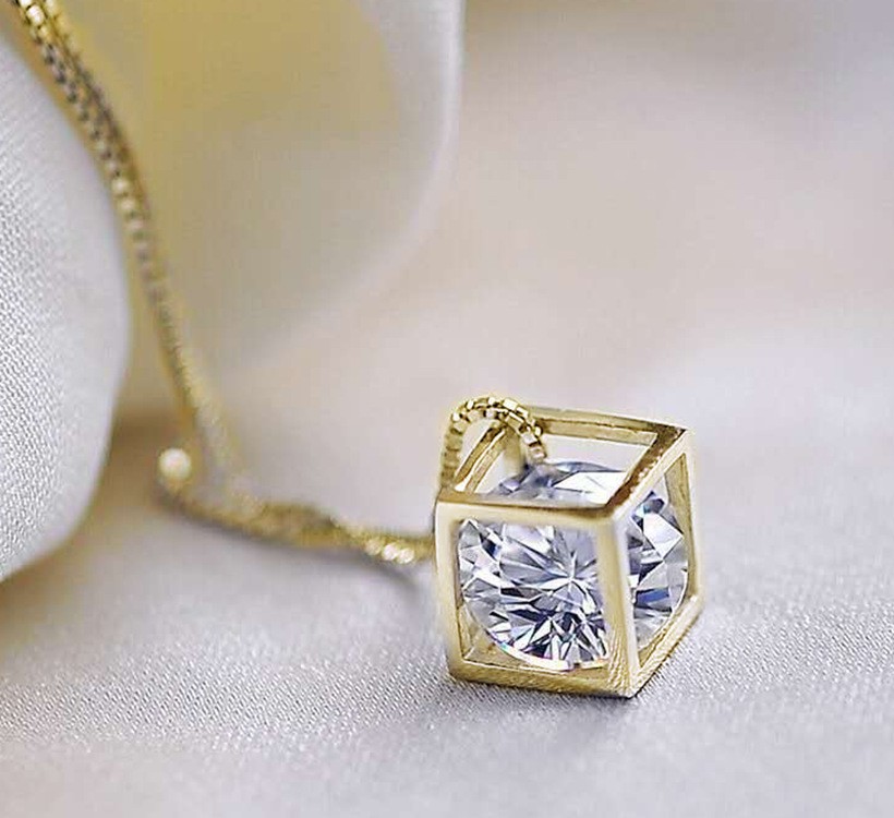 Chenrui Cross-Border Sold Jewelry Blue Purple Crystal Heart-Shaped Collarbone Necklace Fashion Two-Tone Necklace Summer Fresh Girl Chenrui Cross-Border Sold Jewelry Blue Purple Crystal Heart-Shaped Collarbone Necklace Fashion Two-Tone Necklace Summer Fresh Girl