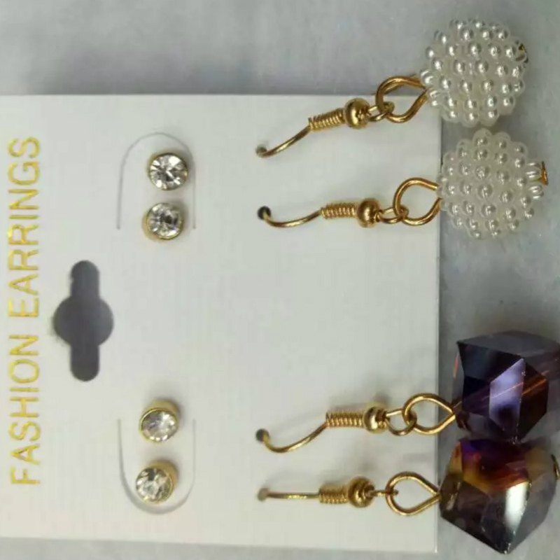 Korea earrings with purple crystal two pairs of creative jewelry female