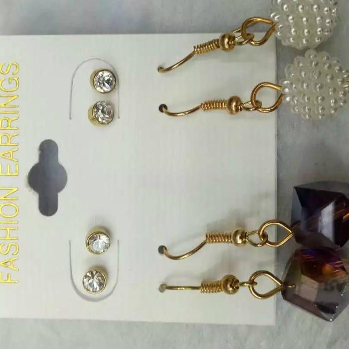 Korea earrings with purple crystal two pairs of creative jewelry female