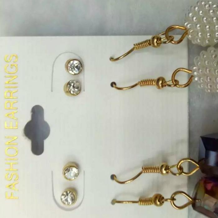 Korea earrings with purple crystal two pairs of creative jewelry female