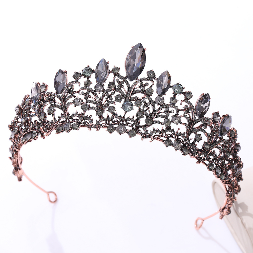 European Baroque Crown Purple Black Vintage Dress Crown Bright Crystal Bridal Headdress Wedding Studio Wholesale