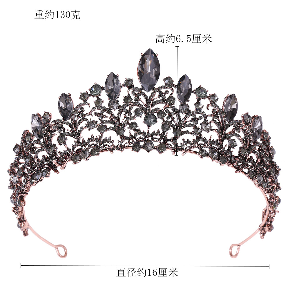 European Baroque Crown Purple Black Vintage Dress Crown Bright Crystal Bridal Headdress Wedding Studio Wholesale