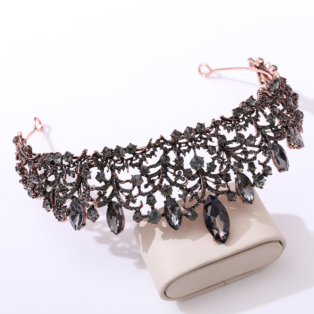 European Baroque Crown Purple Black Vintage Dress Crown Bright Crystal Bridal Headdress Wedding Studio Wholesale