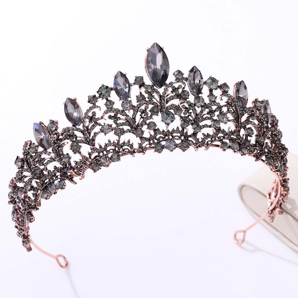 European Baroque Crown Purple Black Vintage Dress Crown Bright Crystal Bridal Headdress Wedding Studio Wholesale