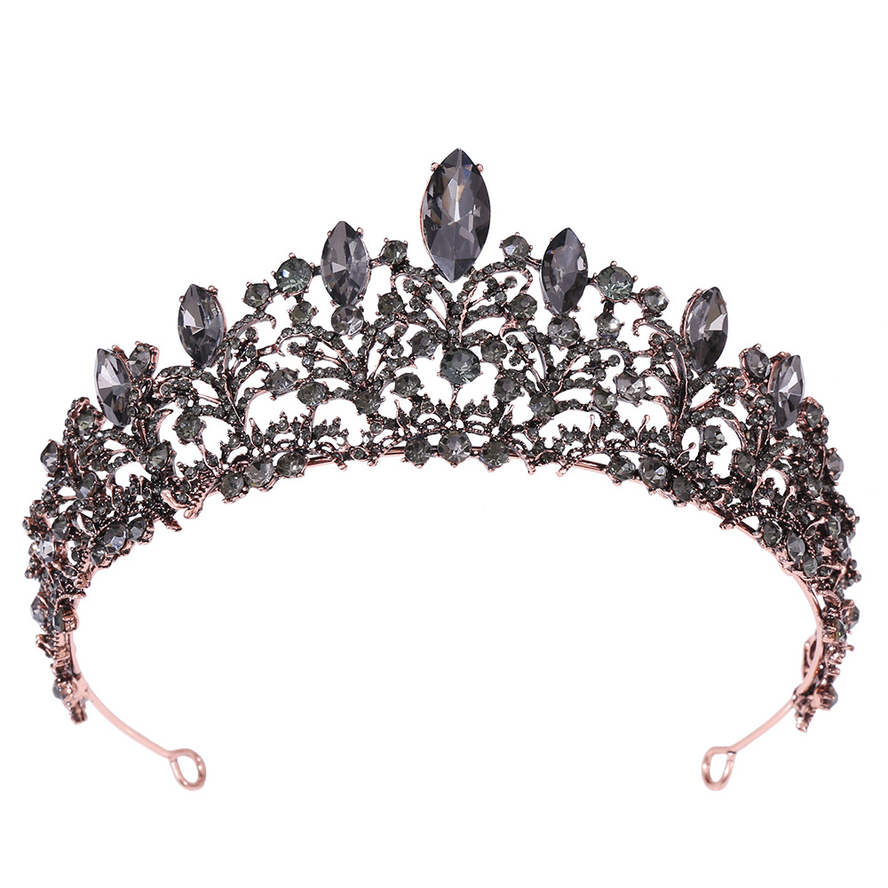 European Baroque Crown Purple Black Vintage Dress Crown Bright Crystal Bridal Headdress Wedding Studio Wholesale