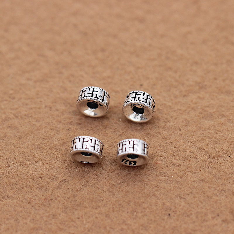925 pure silver Thai silver beads loose beads vintage buddhist beads crystal partition pieces DIY beads material bracelet accessories