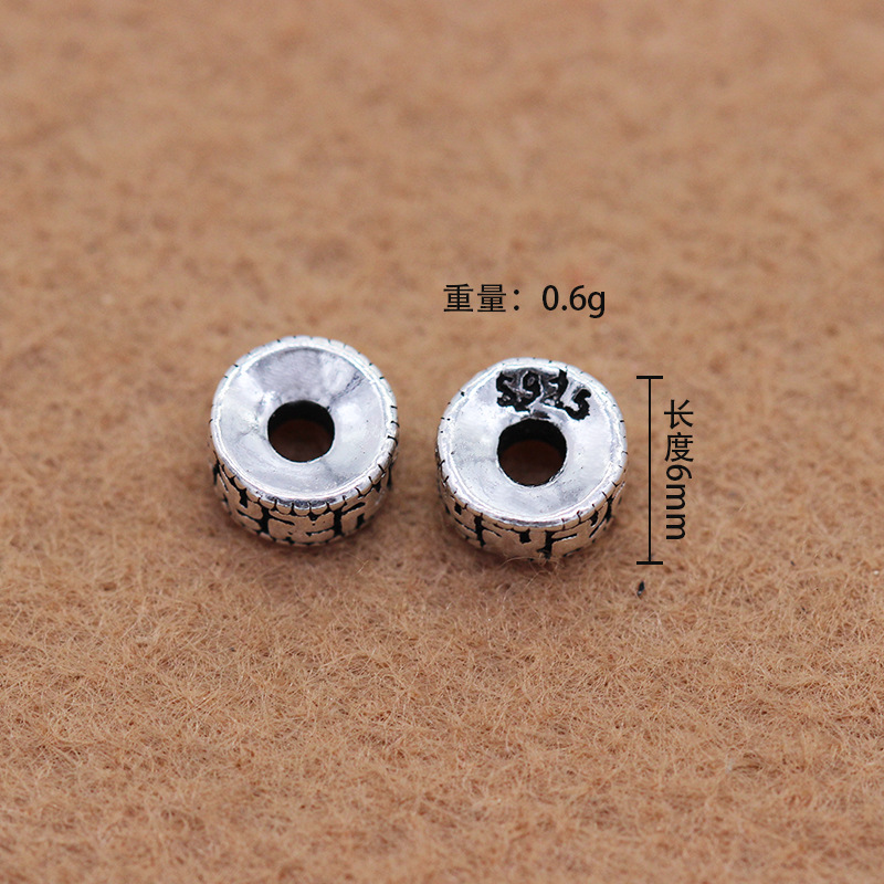 925 pure silver Thai silver beads loose beads vintage buddhist beads crystal partition pieces DIY beads material bracelet accessories