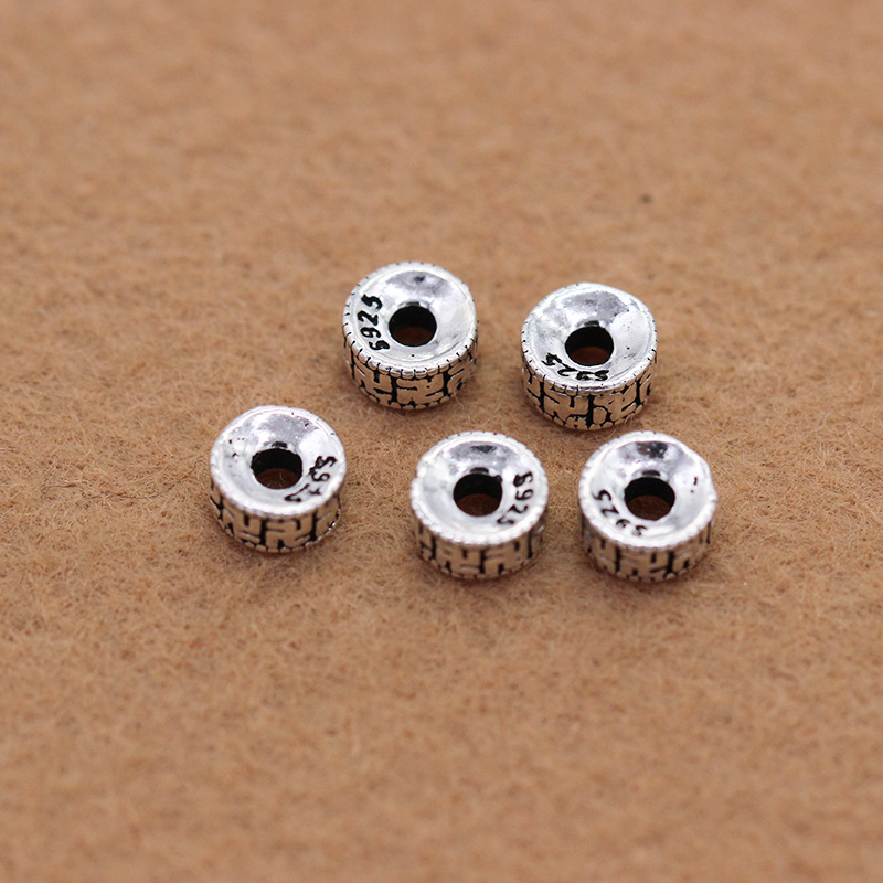 925 pure silver Thai silver beads loose beads vintage buddhist beads crystal partition pieces DIY beads material bracelet accessories