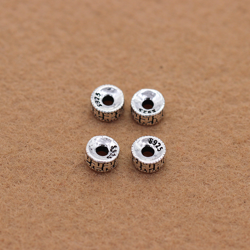 925 pure silver Thai silver beads loose beads vintage buddhist beads crystal partition pieces DIY beads material bracelet accessories