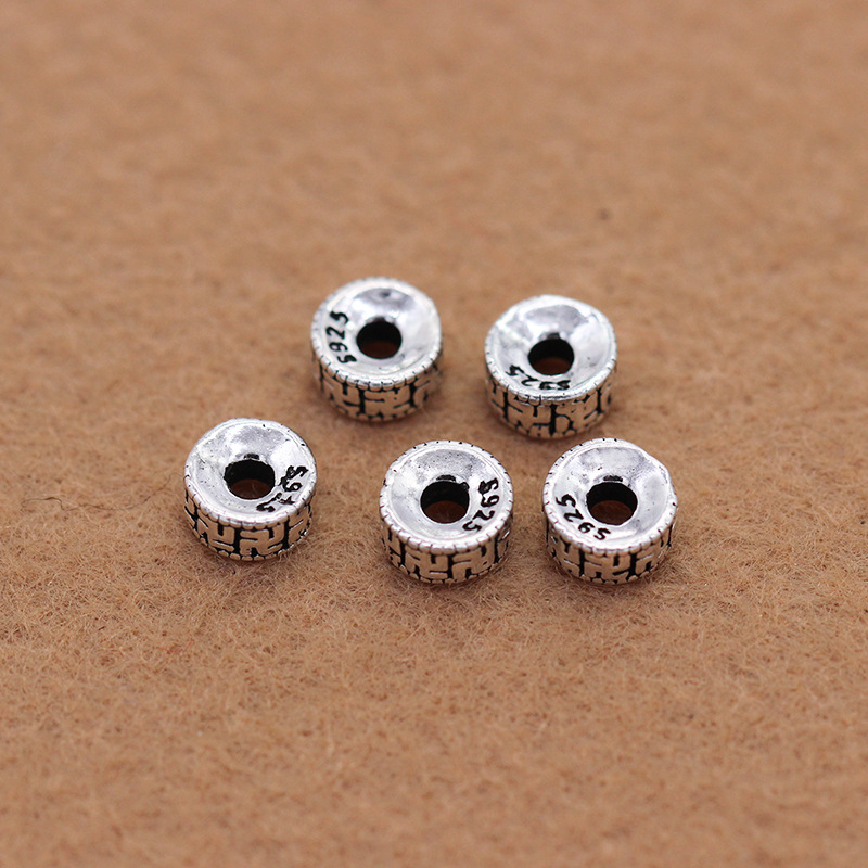 925 pure silver Thai silver beads loose beads vintage buddhist beads crystal partition pieces DIY beads material bracelet accessories