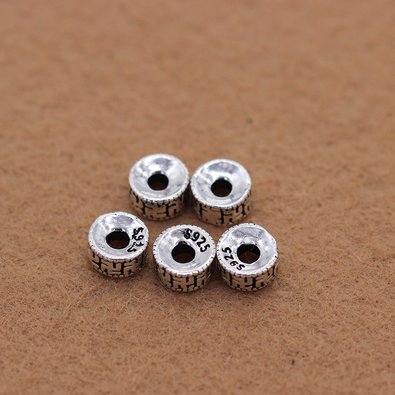 925 pure silver Thai silver beads loose beads vintage buddhist beads crystal partition pieces DIY beads material bracelet accessories