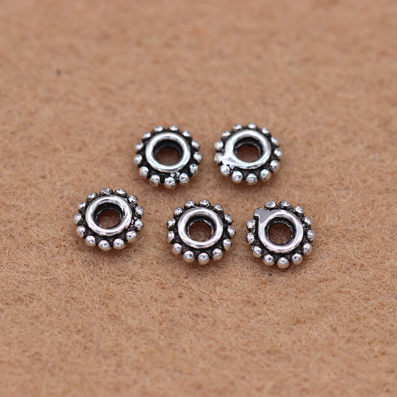 925 pure silver Thai silver small sepal pieces loose beads retro buddhist bead sepal pieces DIY beads material bracelet accessories