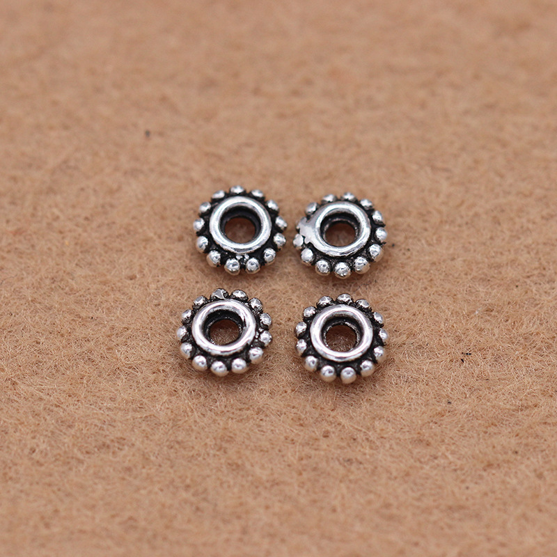925 pure silver Thai silver small sepal pieces loose beads retro buddhist bead sepal pieces DIY beads material bracelet accessories