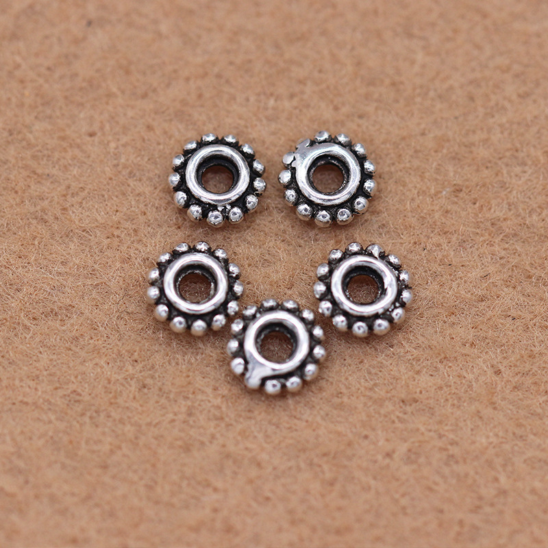 925 pure silver Thai silver small sepal pieces loose beads retro buddhist bead sepal pieces DIY beads material bracelet accessories