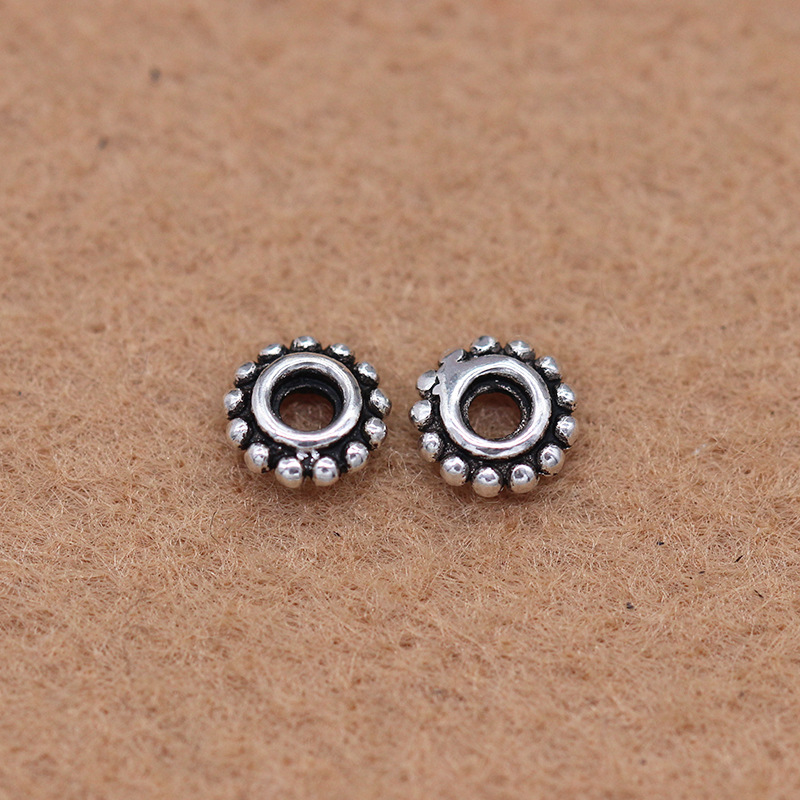 925 pure silver Thai silver small sepal pieces loose beads retro buddhist bead sepal pieces DIY beads material bracelet accessories