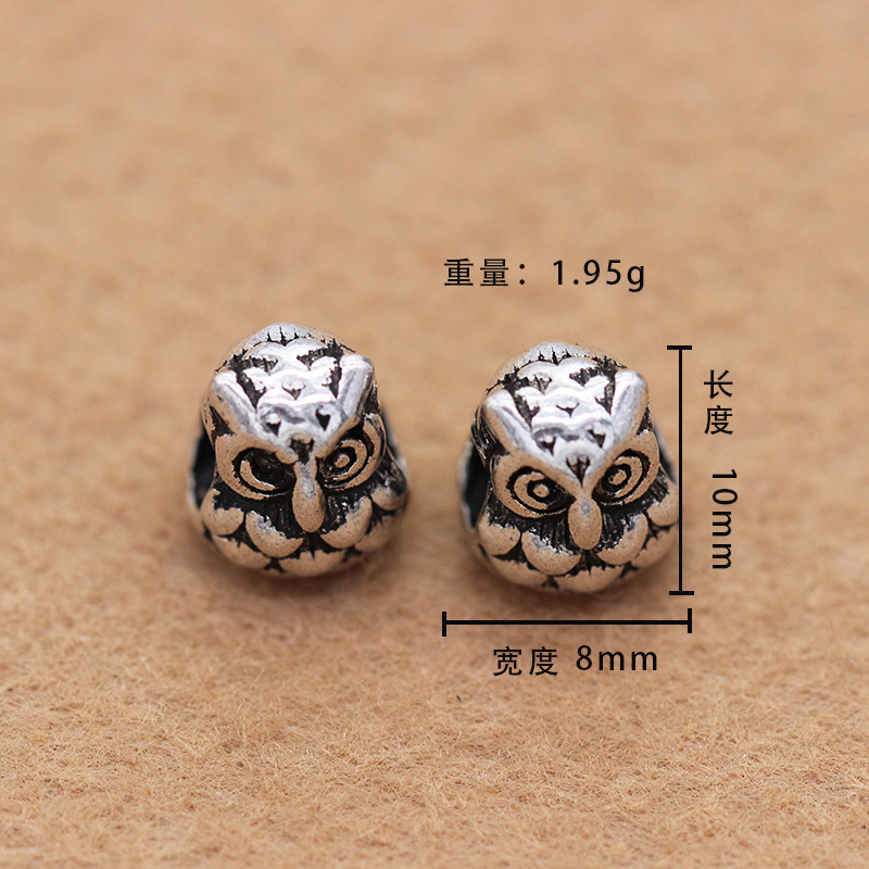 Manufacturers direct &amp; genuine diyS925 owl beads Diy buddhist beads crystal sterling silver accessories