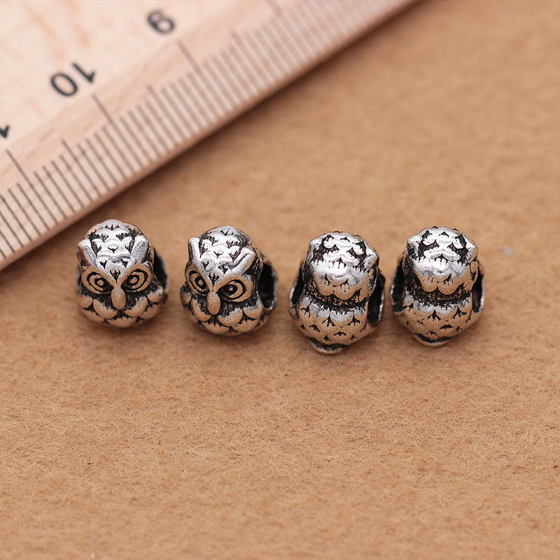 Manufacturers direct & genuine diyS925 owl beads Diy buddhist beads crystal sterling silver accessories