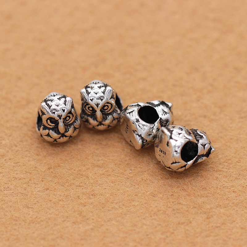 Manufacturers direct & genuine diyS925 owl beads Diy buddhist beads crystal sterling silver accessories