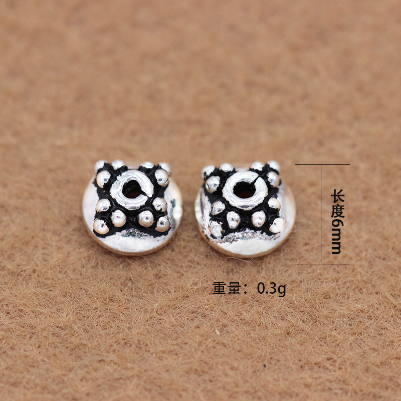 925 pure silver Thai silver beads loose beads vintage buddhist beads crystal partition pieces DIY beads material bracelet accessories