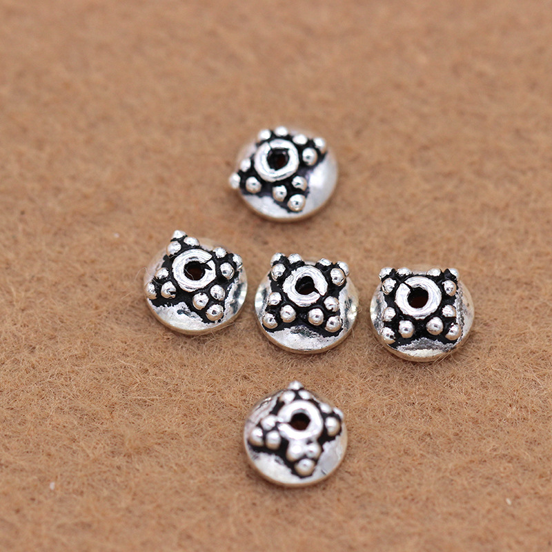 925 pure silver Thai silver beads loose beads vintage buddhist beads crystal partition pieces DIY beads material bracelet accessories