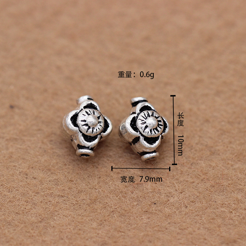 DiyS925 pure silver crystal plum blossom beads DiyS925 Thai silver accessories DIY buddhist beads manufacturers direct sales DiyS925 pure silver crystal plum blossom beads DiyS925 Thai silver accessories DIY buddhist beads manufacturers direct sales