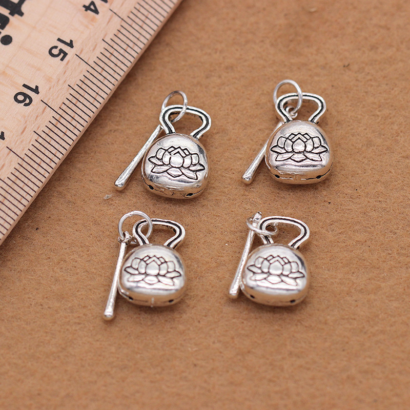 DiyS925 Thai anemone wood fish bell pendant Diy buddhist beads crystal Thai silver accessories wholesale