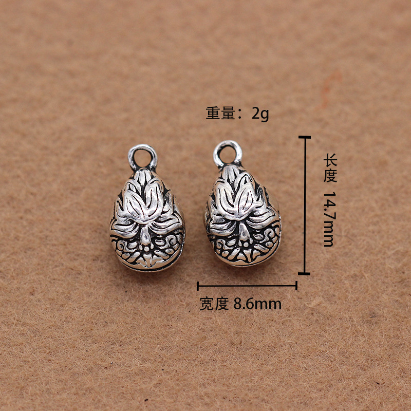 DiyS925 Thai anemone wood fish bell pendant Diy buddhist beads crystal Thai silver accessories wholesale