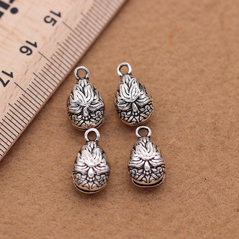 DiyS925 Thai anemone wood fish bell pendant Diy buddhist beads crystal Thai silver accessories wholesale