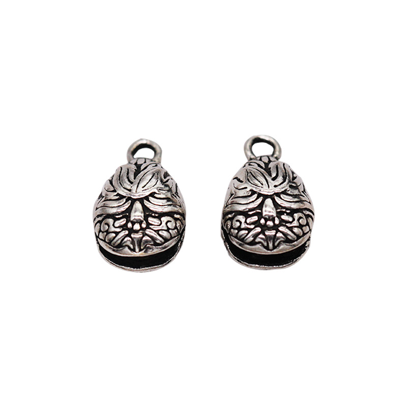 DiyS925 Thai anemone wood fish bell pendant Diy buddhist beads crystal Thai silver accessories wholesale